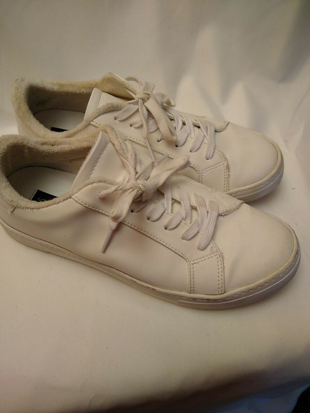 Steve Madden Womens Shoes Fashion Sneakers Faux Leather White Sz 8